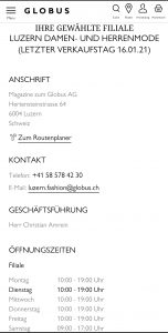 Anschrift und Öffnungszeiten