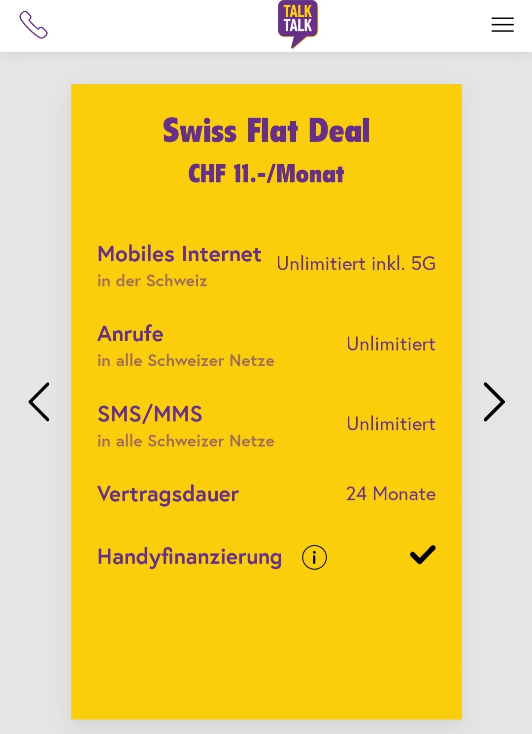Talktalk Swiss Flat Abo inkl 5G (Daten 40GB)