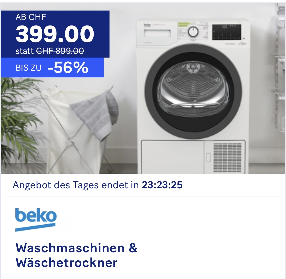 Beko Waschmaschine und Wäschetrockner zum Toppreis bei den 20 Minuten Deals