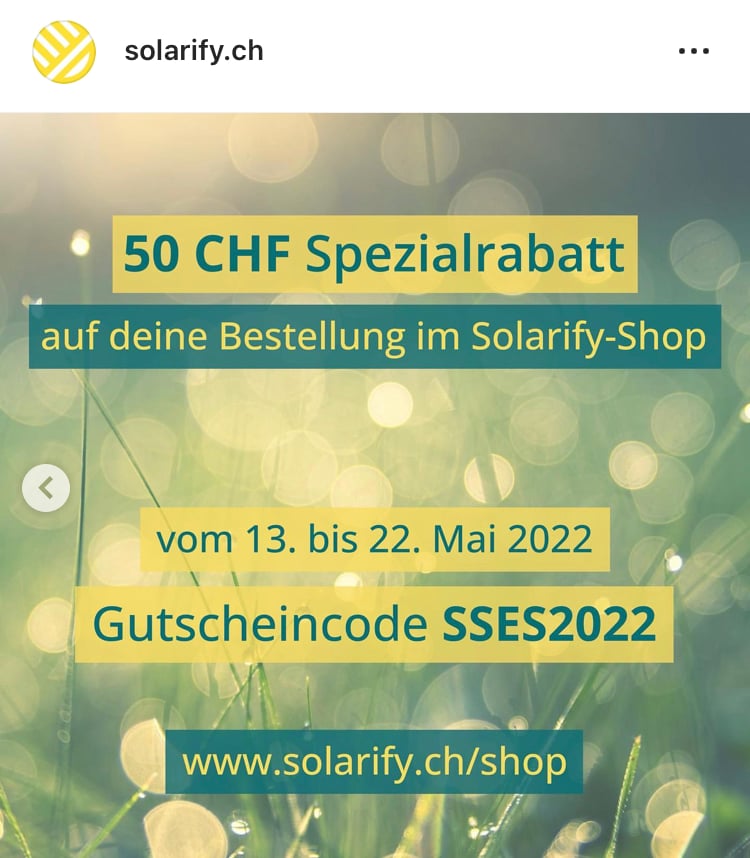 Investiere in Solarpanels mit 50.- Rabatt bei Solarify