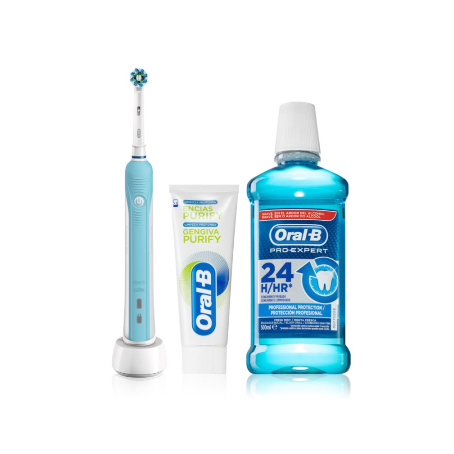 Oral B Pro Set mit elektrischer Zahnbürste, 500ml Mundspülung und 75ml Zahnpasta für CHF 34.40
