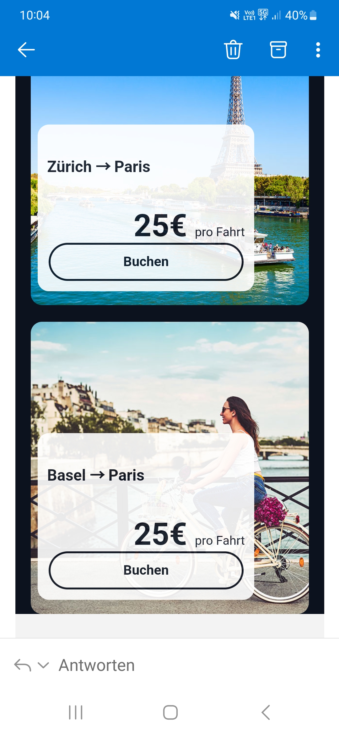 Paris für 25 Euro pro Einzelfahrt