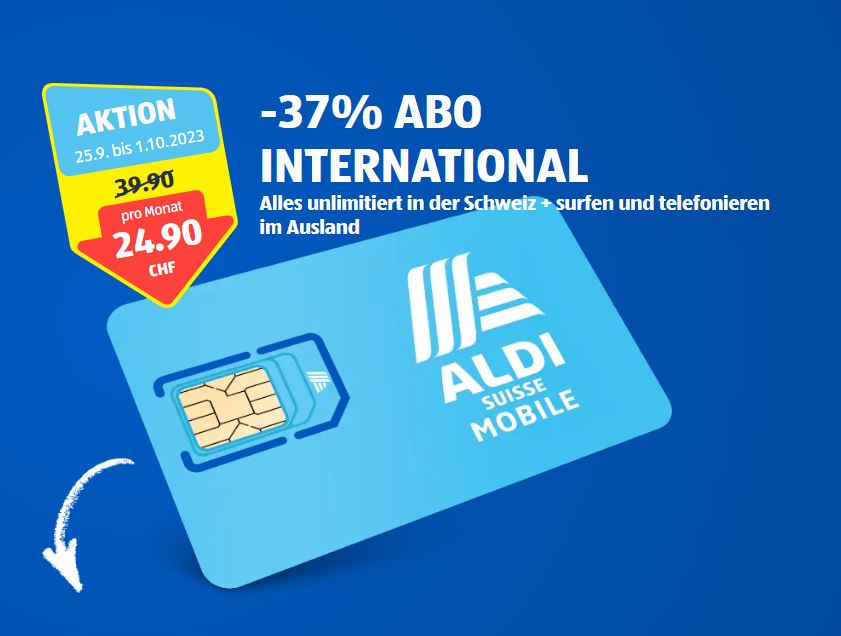 Aldi Mobile Abo International für CHF 24.90.-