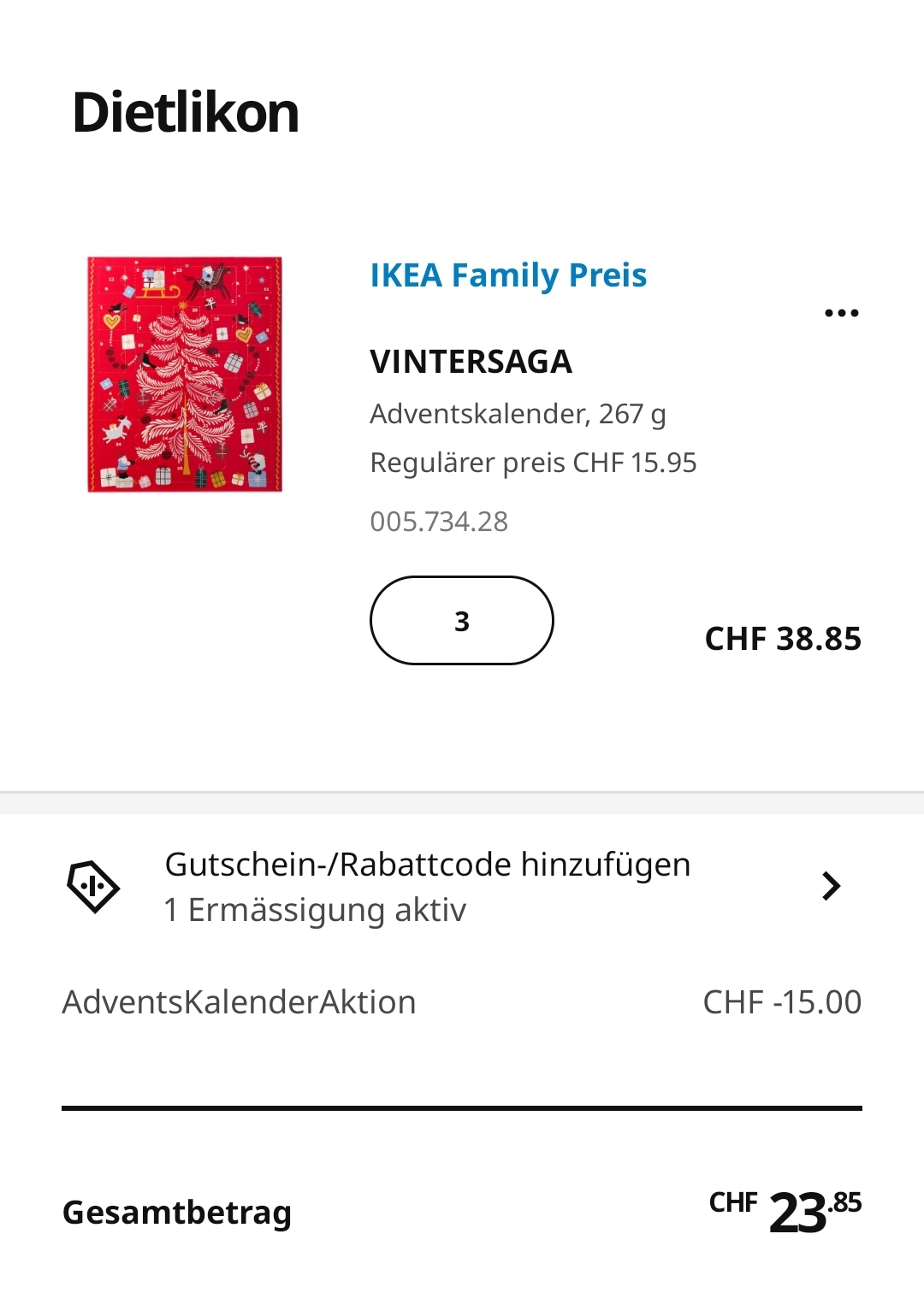 Gratis Schoggi – Ikea Adventskalender
