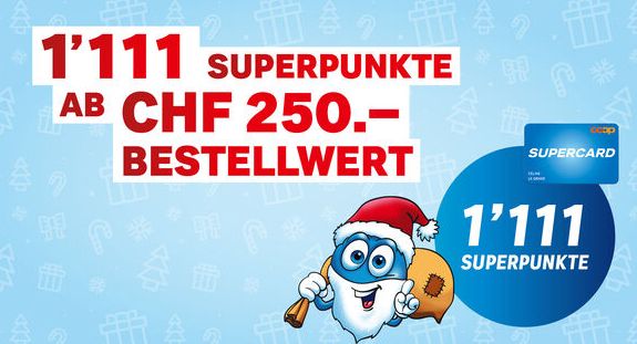 Nettoshop Gutschein für +1’111 Superpunkte auf Ihren Einkaufsbetrag ab CHF 250.-