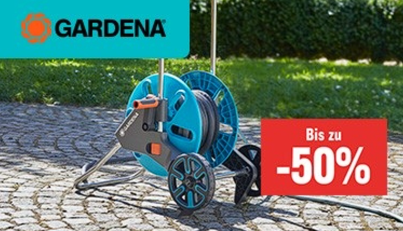 Bis zu 50% auf Gardena Produkte wie z.B. Gardena Schlauchwagen CleverRoll M Easy Set 25m bei Jumbo