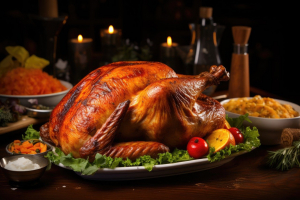 Ein traditionelles Thanksgiving-Essen - einen Tag vor dem 'schwarzen Freitag'
