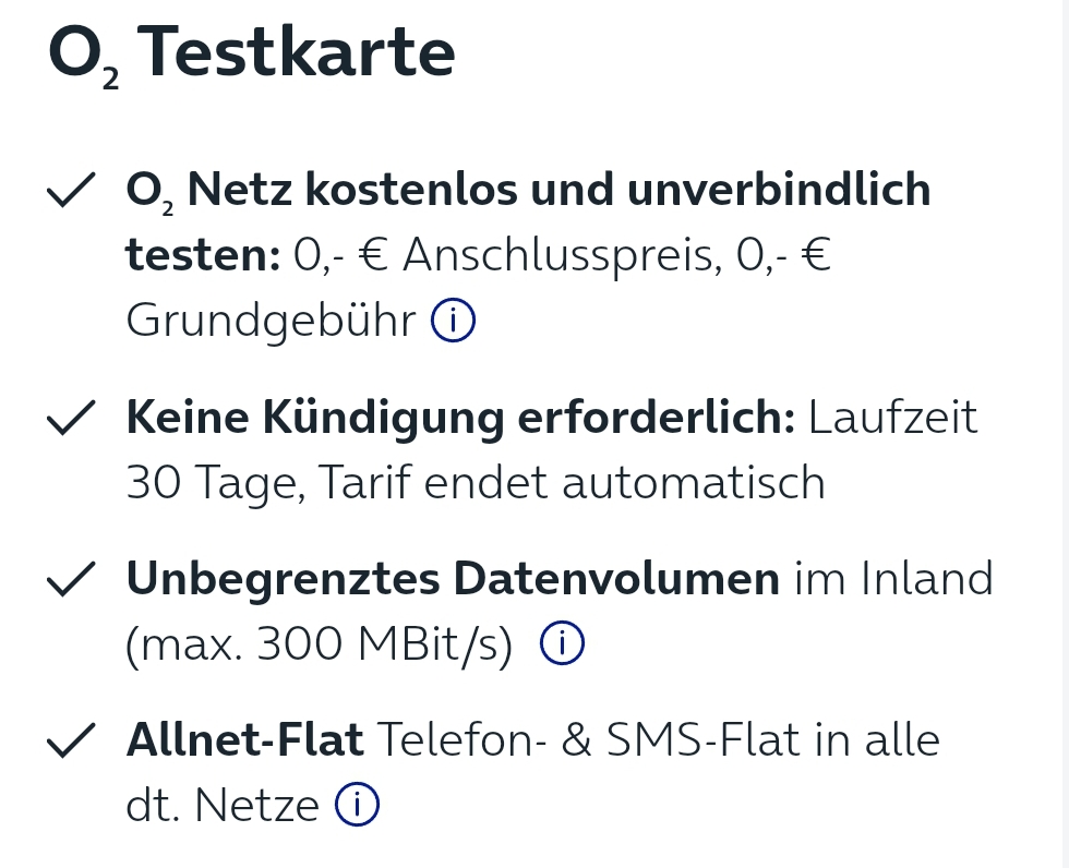 02 Testsimkarte – 1 Monat gratis Flatrate in Deutschland