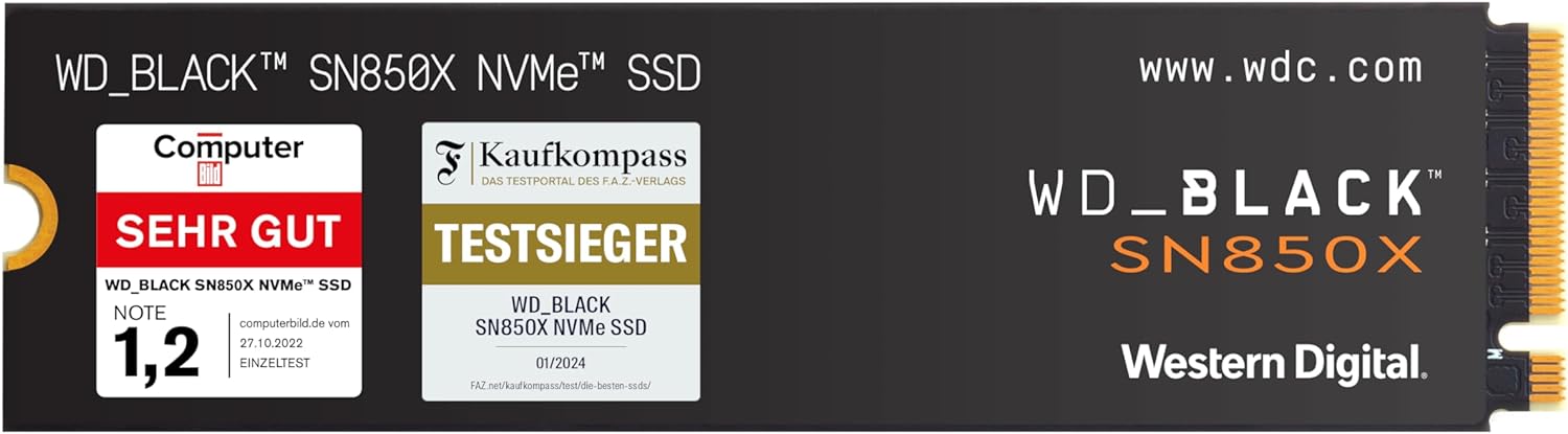 Interne 2TB SSD Western Digital Black SN850X (mit Heatsink für PS5 geeignet) bei Amazon