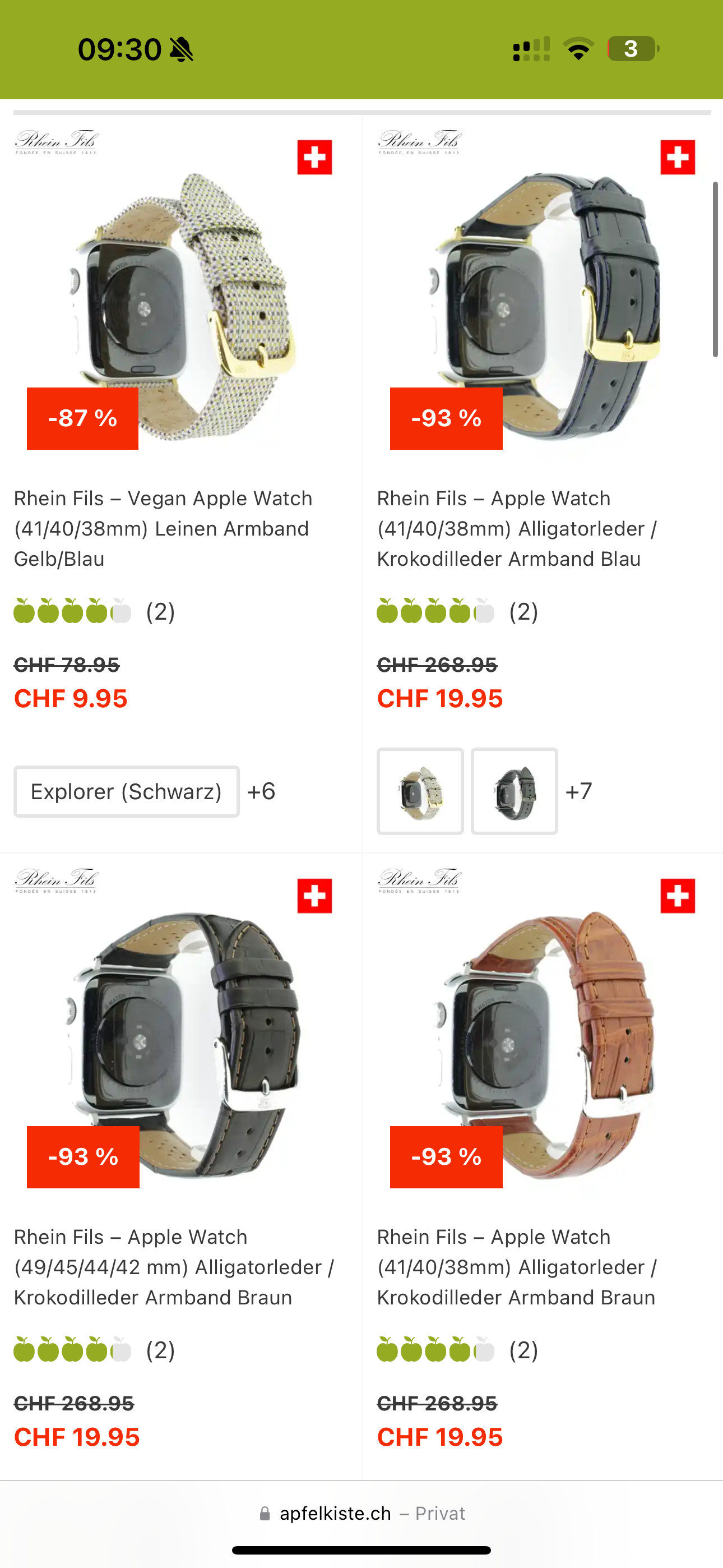 Reduzierte hochwertige Rhein Fils Apple Watch Bänder (bspw. Alligatorleder) bei Apfelkiste