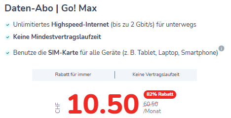 yallo Go! Max Daten-Abo mit 5G-Speed (bis zu 2Gbit/s, ideal für Router) ohne Mindestvertragsdauer