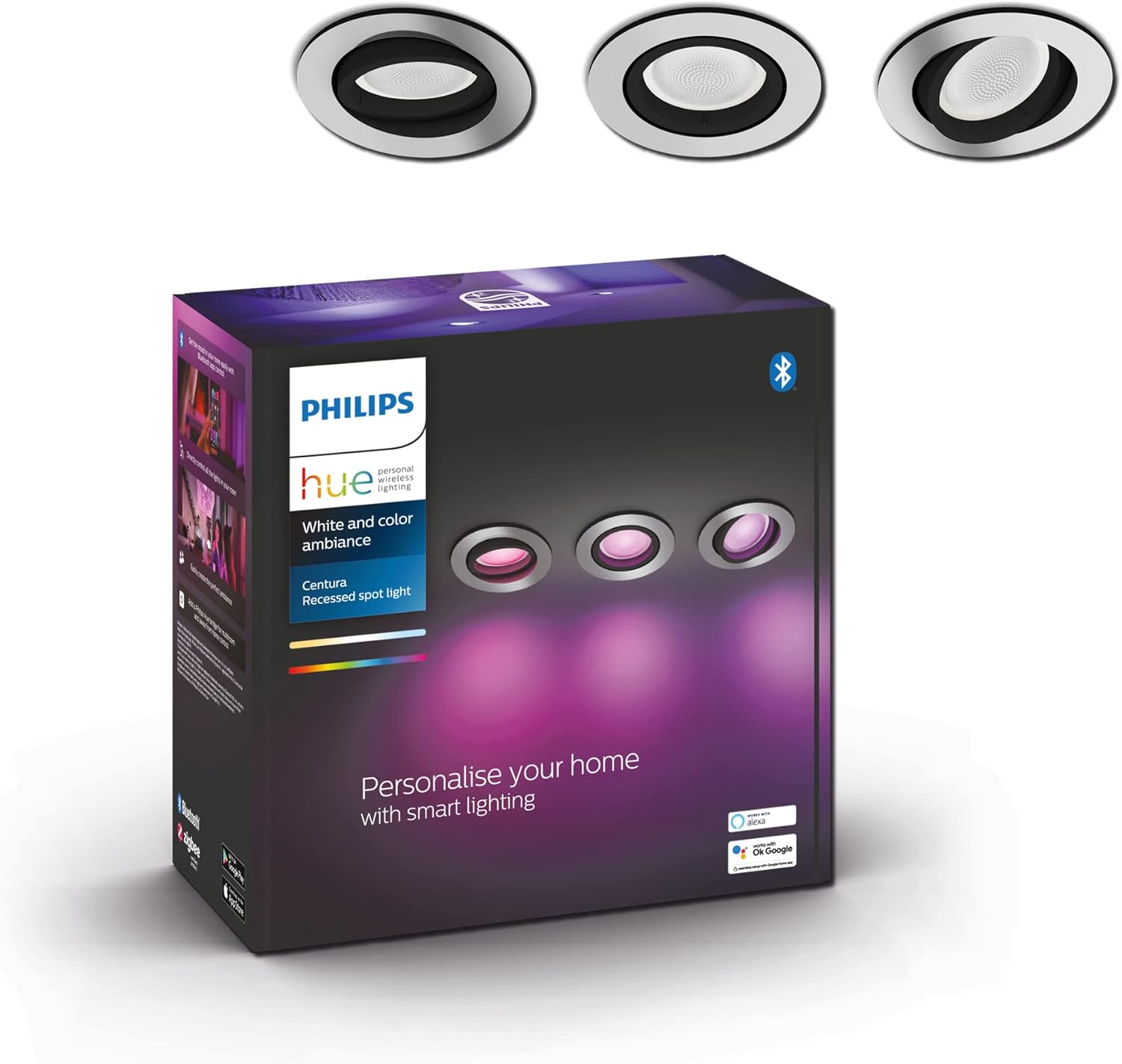 Philips Hue White & Color Ambiance Centura Einbauspots 3er Pack (1050 lm) zum neuen Bestpreis
