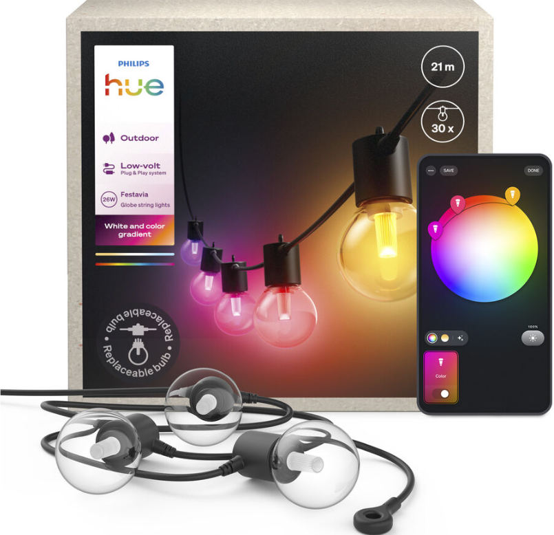 PHILIPS Hue White & Color Ambiance Hue Festavia Globe Outdoor Lichterkette Erweiterung, 21 m bei Lumimart