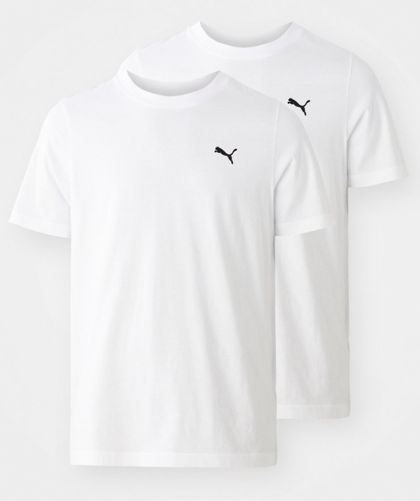 Puma ESS LOGO TEE 2er PACK - T-Shirt basic in Weiss bei Lounge by Zalando