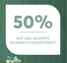 50% Rabatt auf das gesamte Weihnachtssortiment bei Livique, diverse Kerzen, Weihnachtsbäume u.v.m.