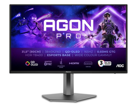 Höhenverstellbarer AOC PRO Monitor AG326UD (32″, OLED, 4K @ 165 Hz, 250 nits) bei Interdiscount