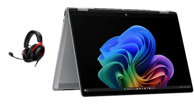 HP Convertible Laptop OmniBook X Flip NG AI (14″, Ultra 7 258V, 32 GB, 512 GB, 400 nits) + HYPERX Cloud III Headset
