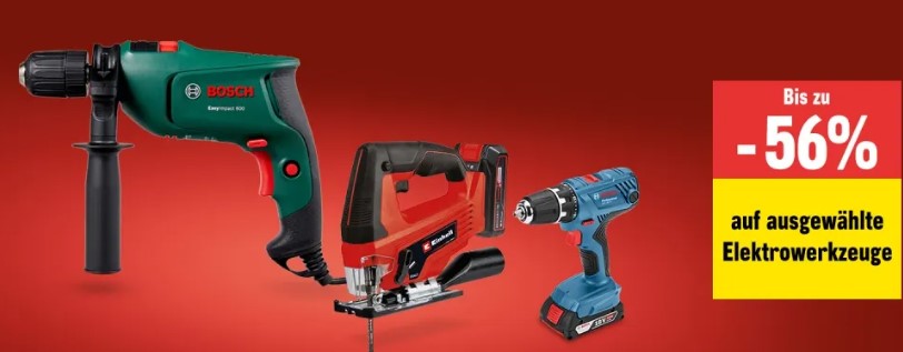 Bis zu 56% Rabatt auf ausgewählte Elektrowerkzeuge bei Jumbo