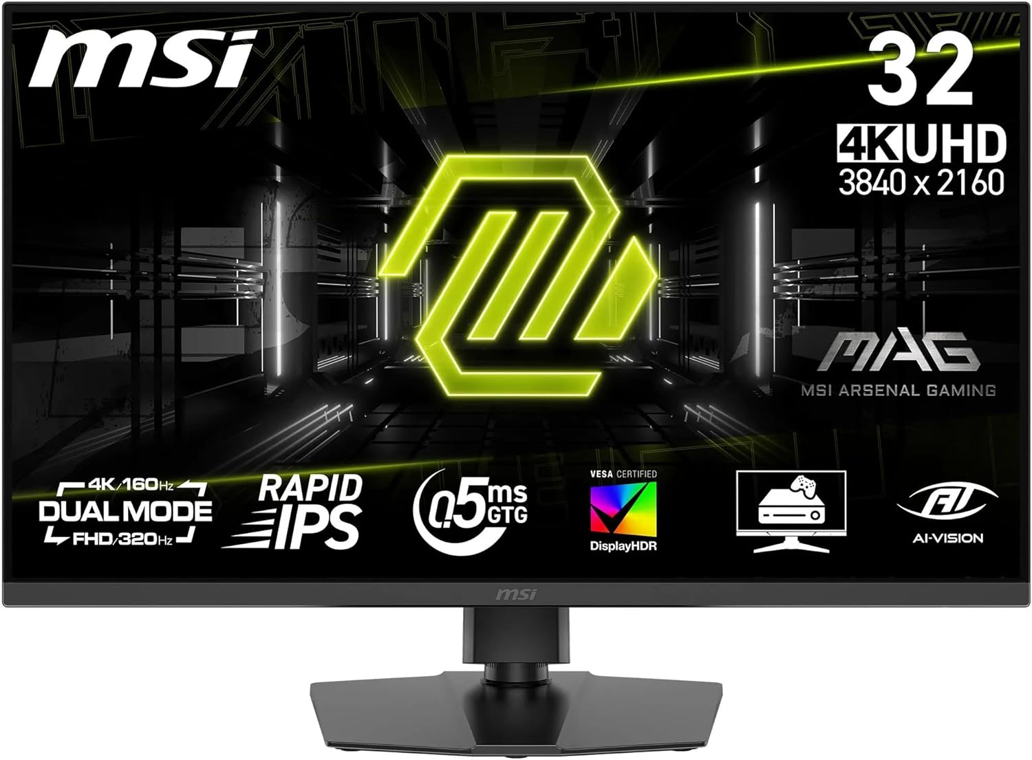 MSI MAG 322URDF IPS-Monitor mit UHD@160Hz oder FHD@320Hz, USB-Hub, Ergonomie bei Amazon