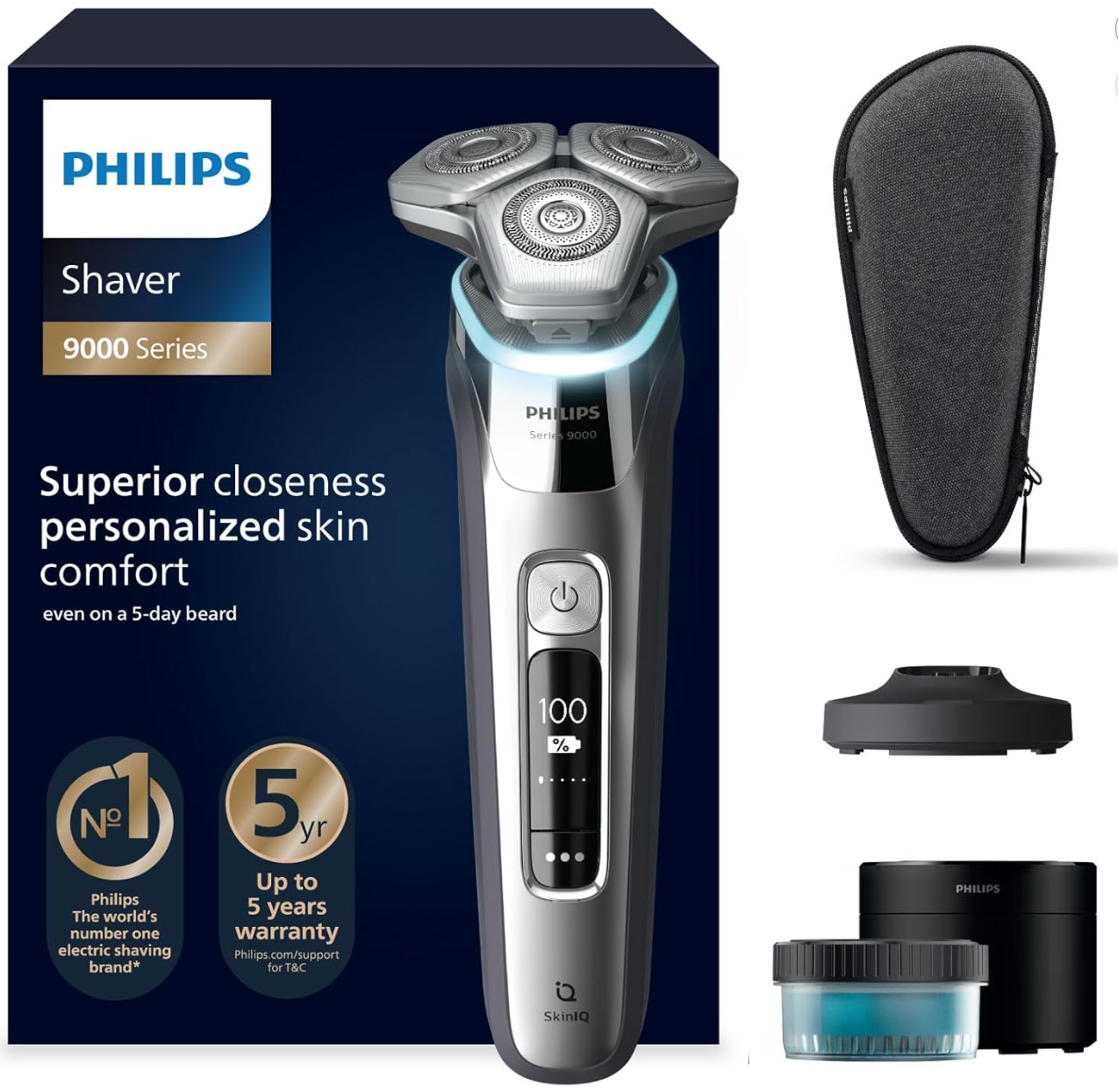 Philips Shaver S9000 Elektrorasierer Nass- und Trockenrasierer mit SkinIQ Technologie bei Amazon