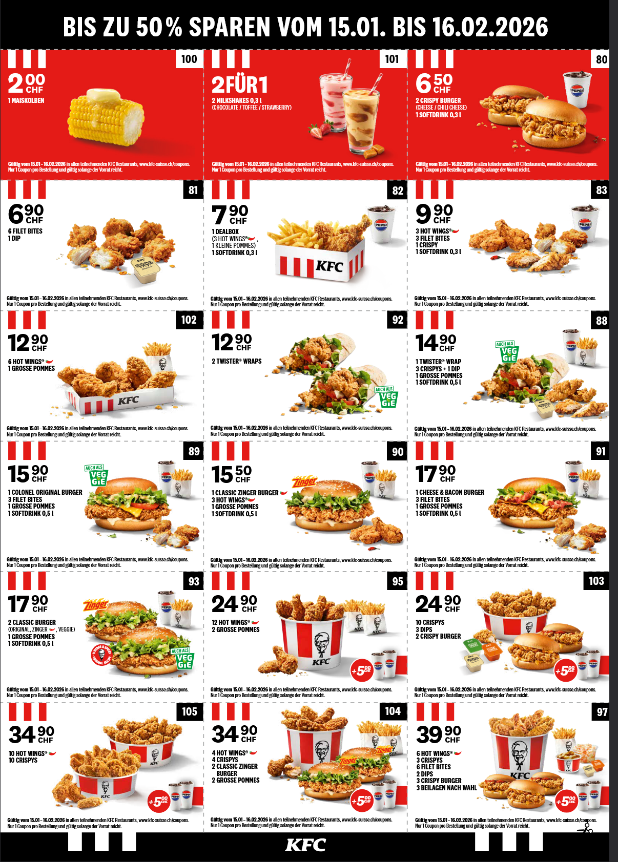 Neue KFC Gutscheine bis 16.02.2026