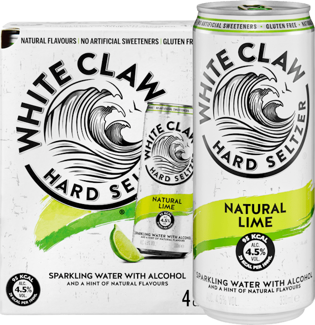 White Claw Hard Seltzer x4 bei Denner im Angebot (peach und lime)
