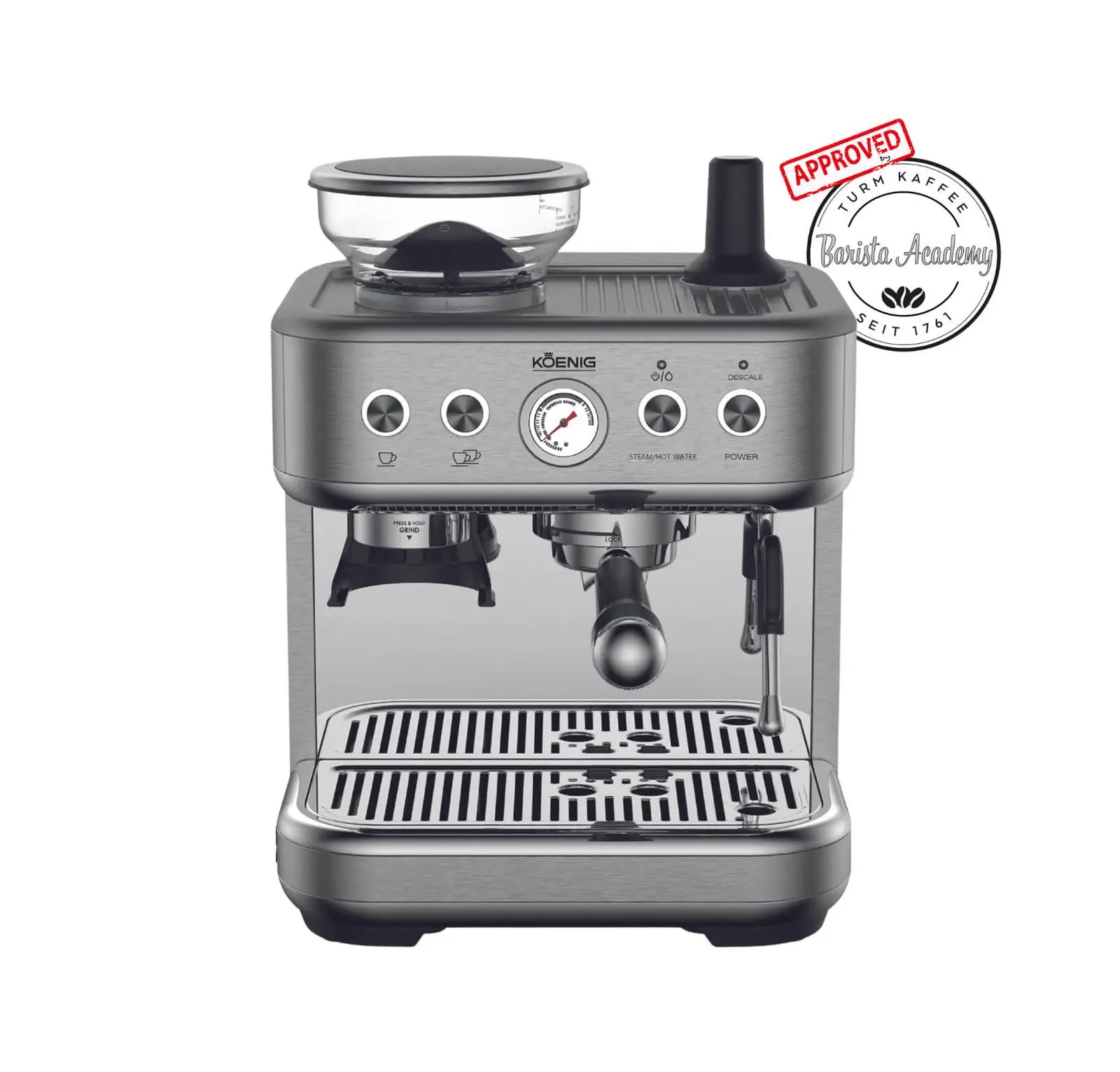 Koenig Baressa Siebträgermaschine (Edelstahl)