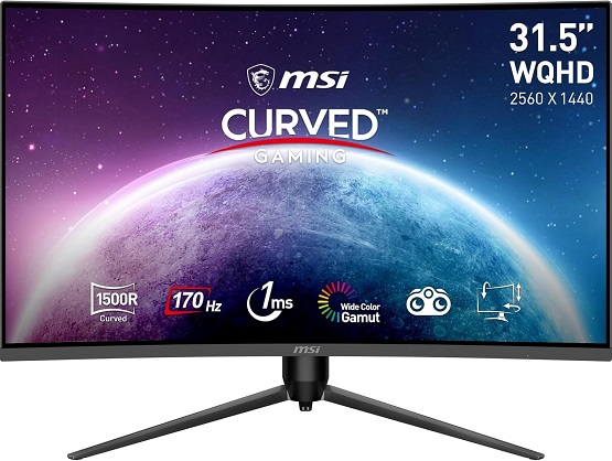 Nur noch heute: MSI G32CQ5P Curved Gaming-Monitor (31,5″, VA, 1500R, WQHD, 170 Hz, 1 ms, 250 Nits)
