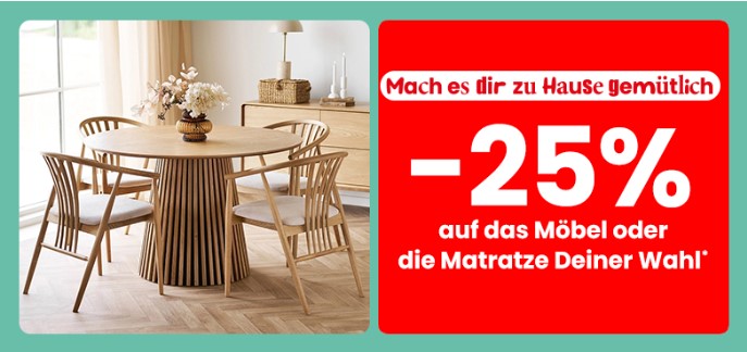 Conforama Rabattaktion – 25% auf Möbel oder Matratzen nach Wahl