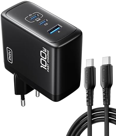 2x INIU 100 W USB C Charger, Laptop Fast Charger mit USB C Cable, GaN 3-Port