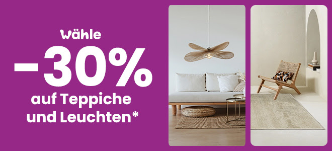 Nur Heute: -30% auf Teppiche & Leuchten bei Conforama