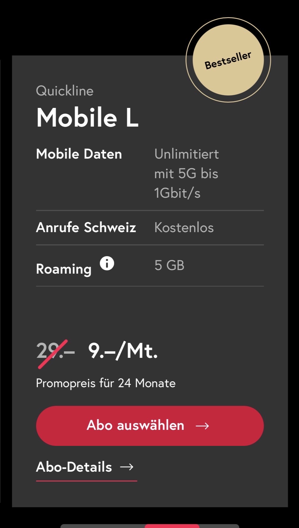 Quickline Mobile L 24 Mte. zum Toppreis!