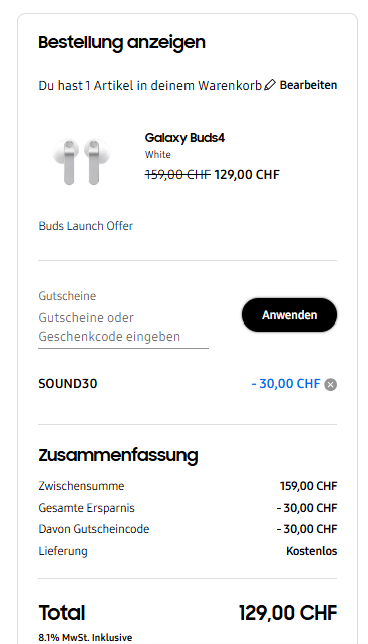 Buds4 I Buds4 Pro -30 CHF Gutscheine