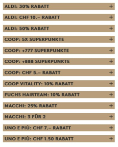 (lokal) Schappe Center Kriens LU diverse Rabatt Bons Aldi, Coop, Macchi ...