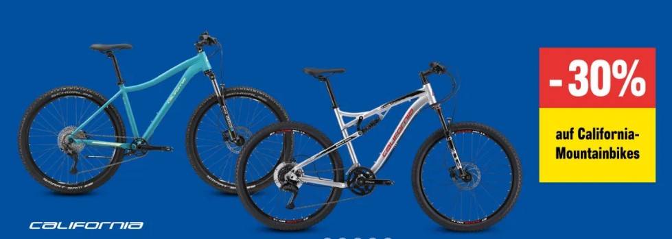 Jumbo Rabatt – 30% auf California Mountainbikes