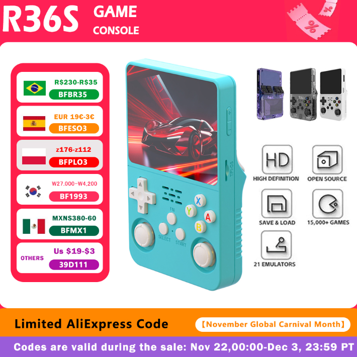 R36S Retro Handheld-Videospielkonsole mit Linux-System (3,5-Zoll-IPS, 64 GB, 15’000 Spiele) bei AliExpress