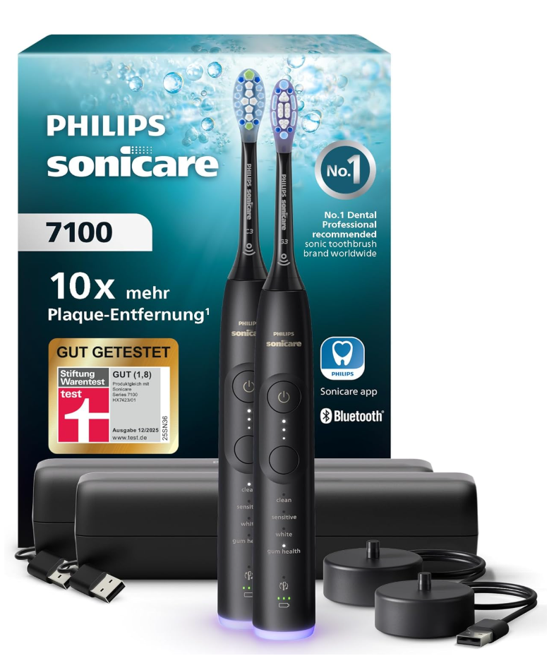 Philips Sonicare 7100 elektrische Schallzahnbuerste im 2er-Pack (HX7429/03) bei Amazon
