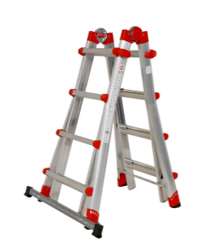 Hailo Teleskopleiter 4×4 Sprossen von einer Höhe von 4.7 m bei Jumbo in Aktion