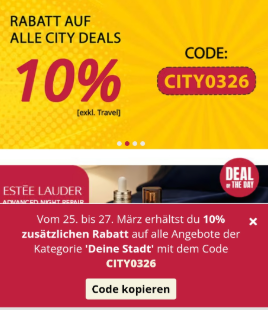 DeinDeal, Deine Stadt: extra 10% Rabatt 25-27.03.26