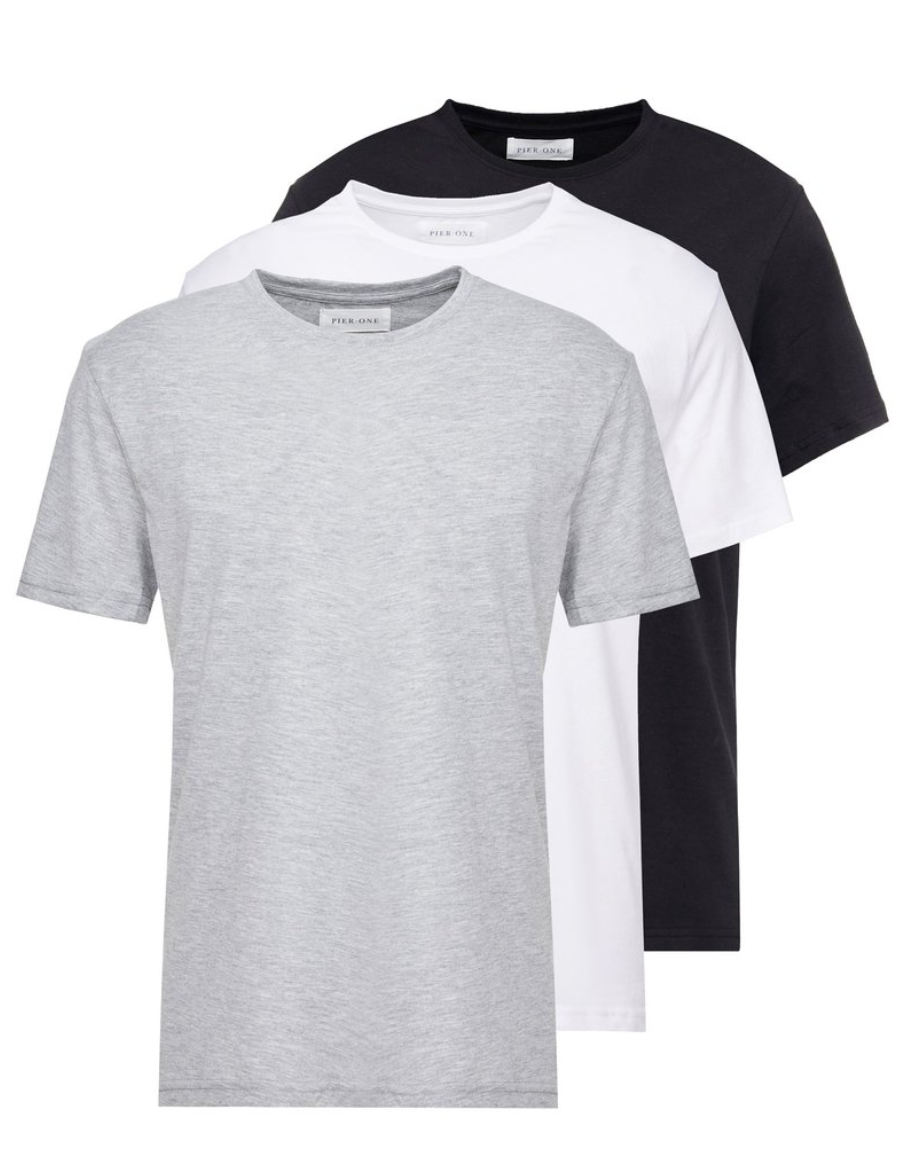 3er Pack Basic Shirt von Pier One in diversen Grössen und Farben
