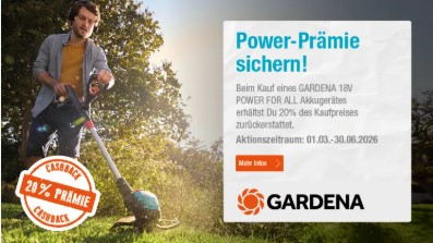 20% Cashback auf GARDENA 18V POWER FOR ALL Geräte bei Nettoshop