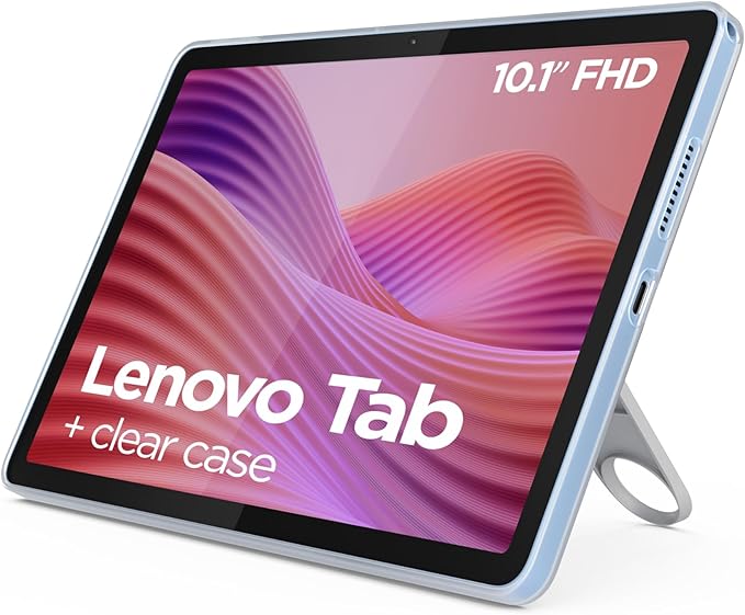 Lenovo Tab Tablet / 10.1″ Full HD Display | MediaTek G85 | 4GB RAM + 64GB eMMC 5.1 Speicher / Polar Blue / inkl. Schutzhülle mit integriertem Ständer