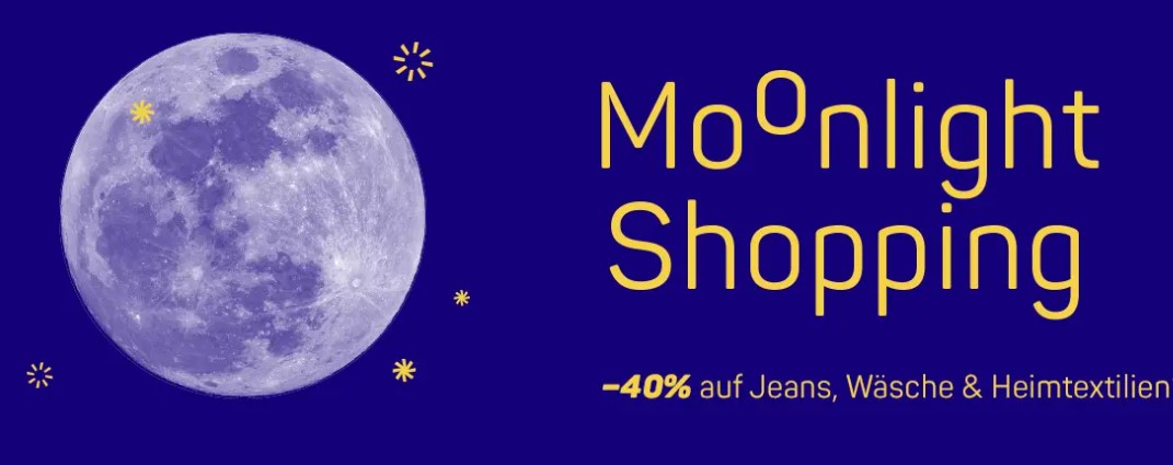 Ackermann Moonlight Shopping – 40% Rabattgutschein auf Jeans, Lingerie & Heimtextilien
