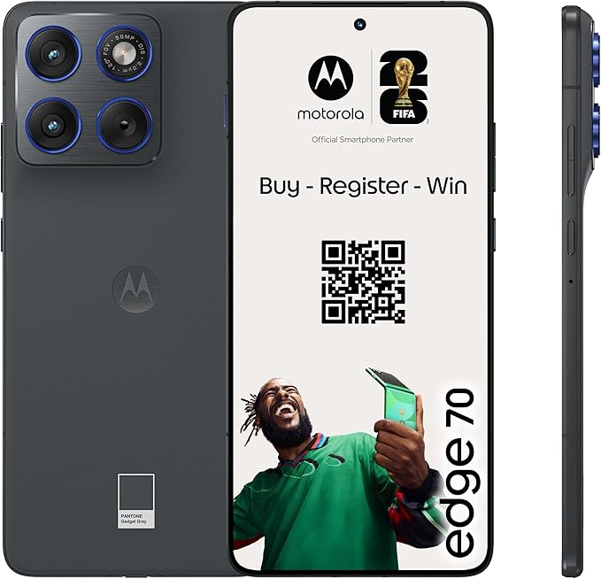 Motorola Edge 70 – Robust 6.67″ Super HD, 50MP Kamera, 12/512GB + Schutzhülle