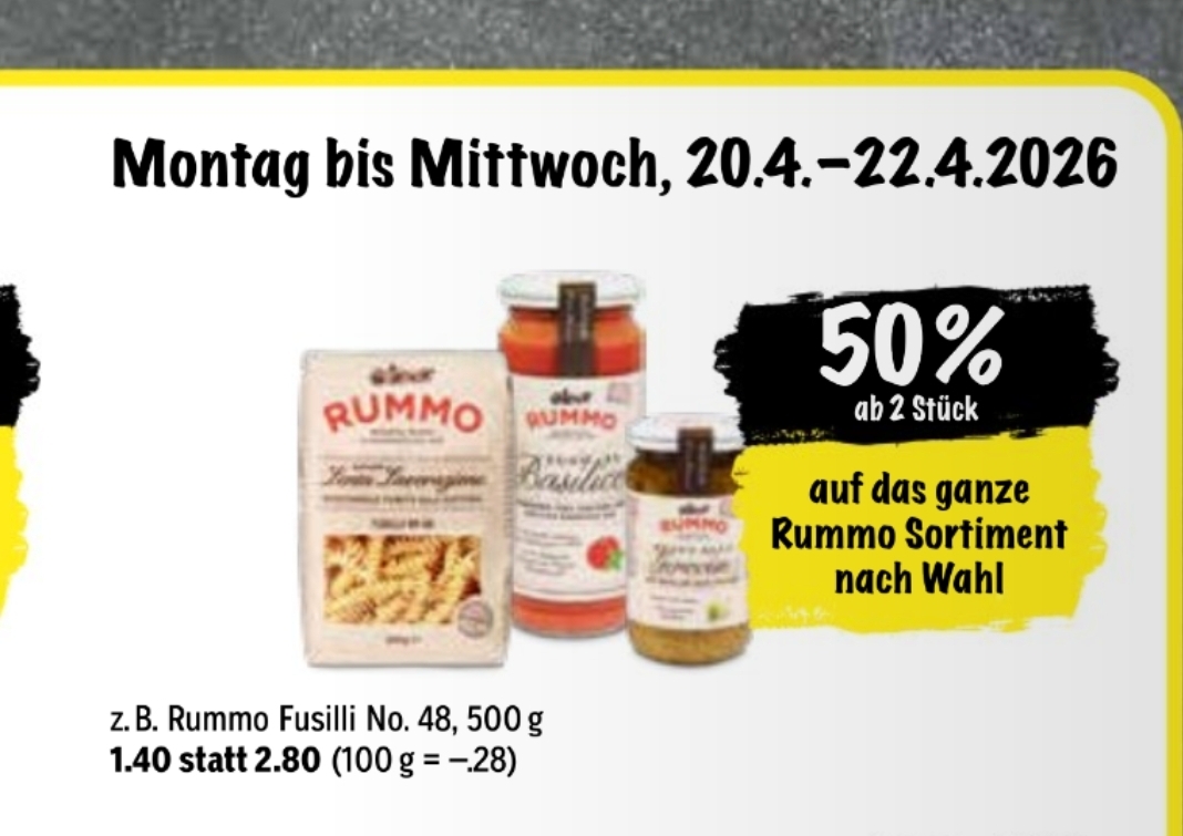 50% auf Rummo ab 2 Stk. im Coop