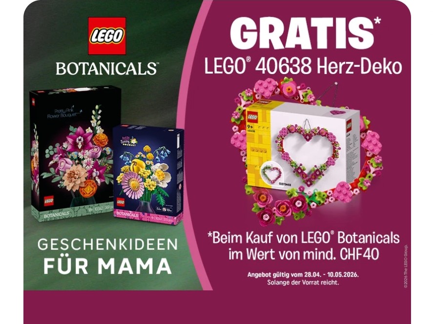 Gratis LEGO Herz-Deko bei Kauf von «LEGO Botanicals» Artikeln ab Einkaufswert von CHF 40