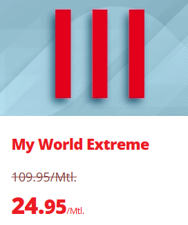 MTEL My World Extreme – Unlimitierte Daten CH + 100 GB EU für nur CHF 24.95/Mt. | kein Vertrag, keine Aktivierungsgebühr