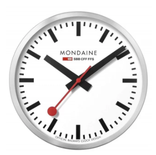 SBB-Wanduhr: Mondaine Quartz Ø 25 cm Silber