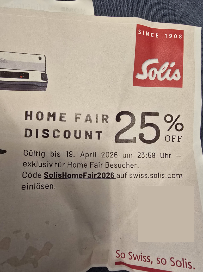 LAST MINUTE: 25% Rabatt bei Solis (Home Fair Messe-Deal)