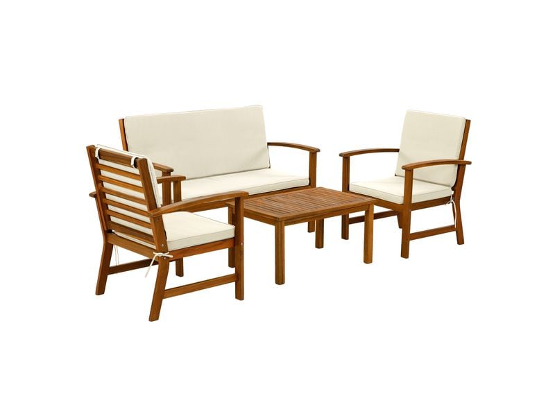 COCON Loungeset Lausanne, Braun/Weiss, 4 Sitzplätze